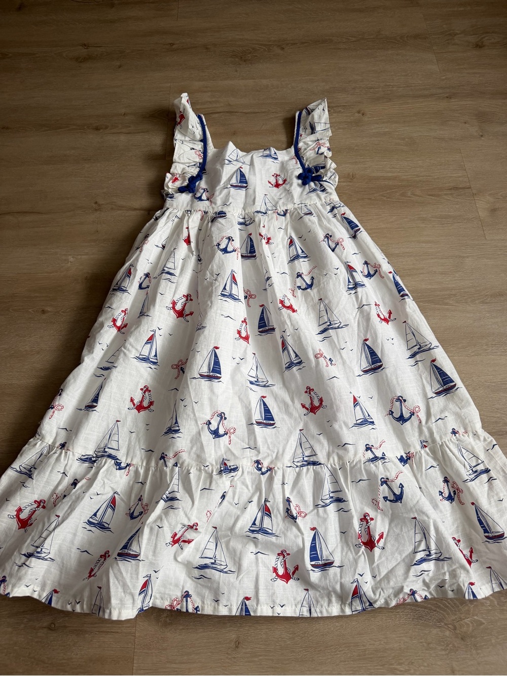 Tommy Bahama Girls Blue White Tiered Dress Cotton Size 10